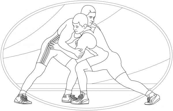 Wrestling coloring page image