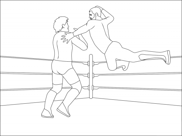 Wrestling coloring page image