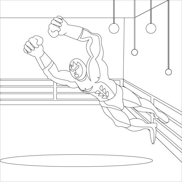 Wrestling coloring page image