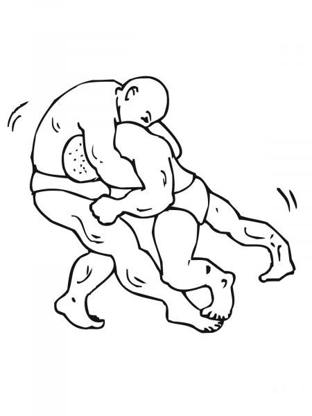 Wrestling Match coloring page image