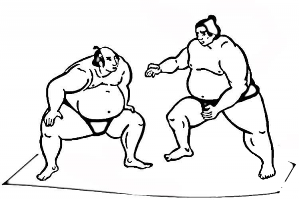 Wrestling Sumo coloring page image