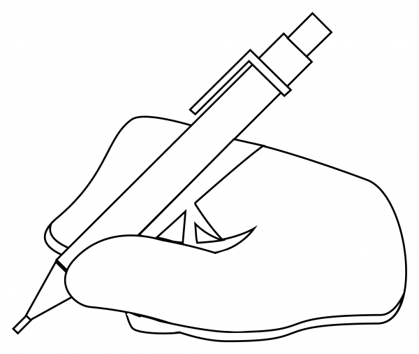Writing Hand coloring page image