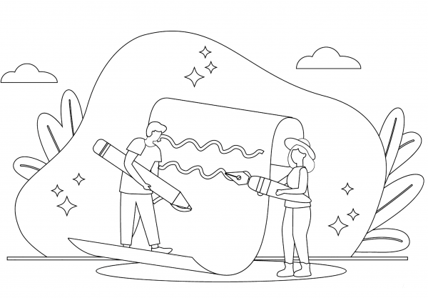 Writing Infographics coloring page image