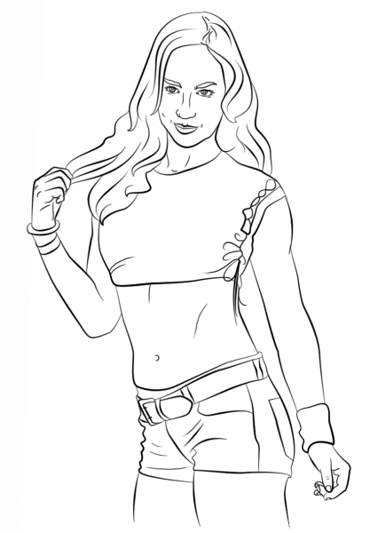 WWE Aj Lee coloring page image