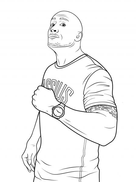 WWE Dwayne “The Rock” Johnson coloring page image