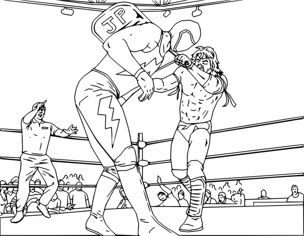 WWE Wrestling Fight  coloring page image