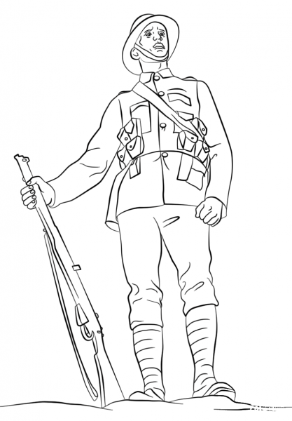 WWI British Soldier coloring page image