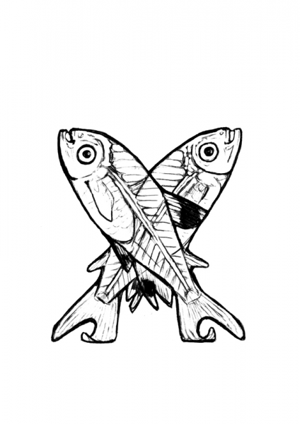 X is for X-Ray Fish coloring page image