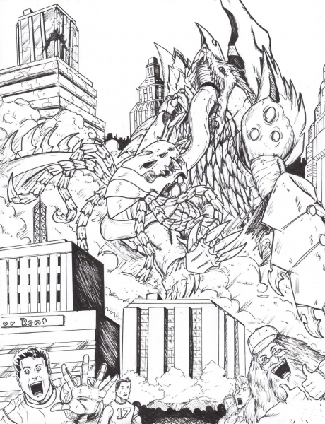 Xarga vs. Ole Nameless coloring page image