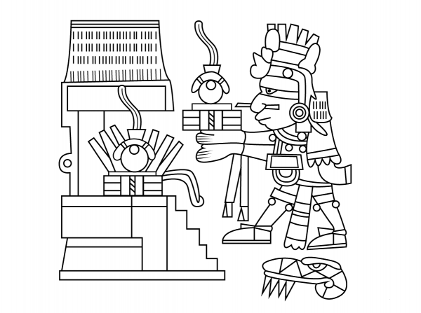 Xiuhtecuhtli The Aztec God of Fire Day and Heat coloring page image