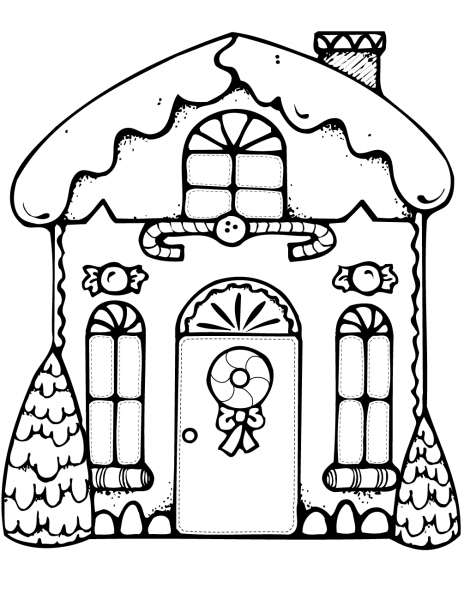 Xmas Gingerbread House coloring page image