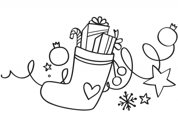 Xmas Stocking coloring page image