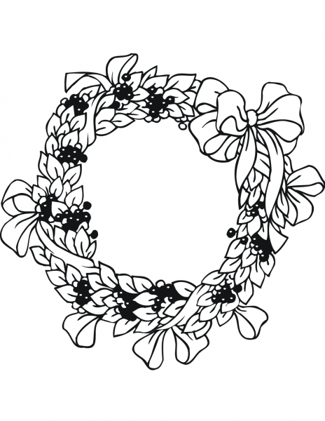 Xmas Wreath coloring page image