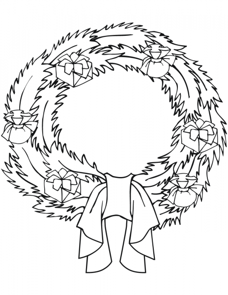 Xmas Wreath coloring page image