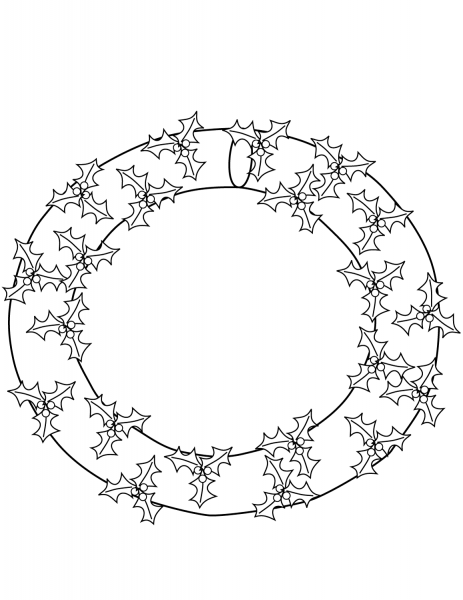 Xmas Wreath coloring page image