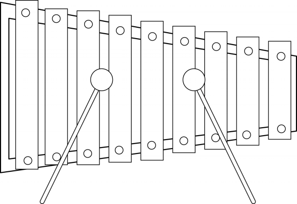 Xylophone and mallets coloring page image