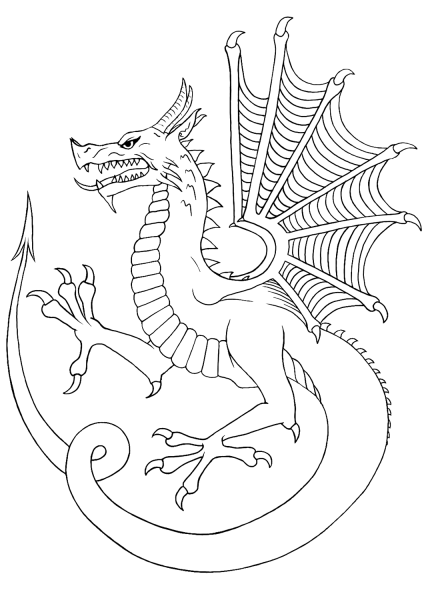 ‘Y Ddraig Aur’ – Welsh Dragon coloring page image