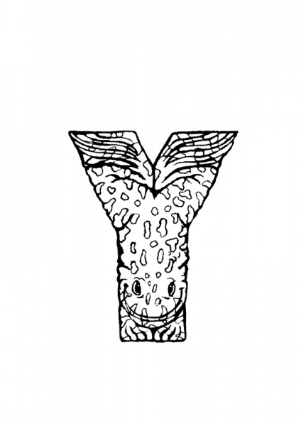 Y is for Yellow Bellied Toad coloring page image