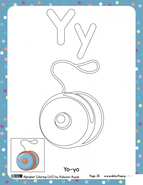 Y is for Yo-Yo coloring page image