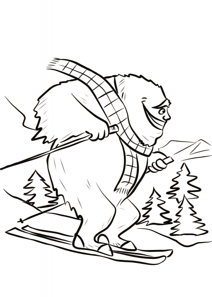 yeti-on-ski-slope-coloring-page-colouringpages