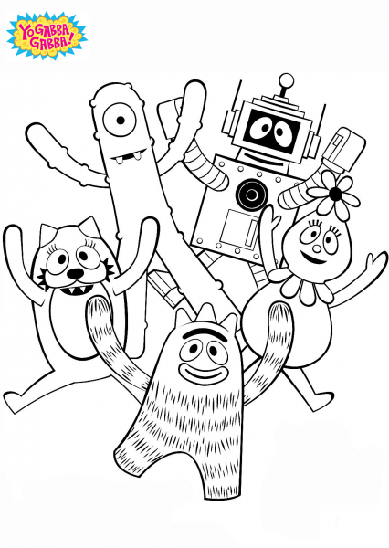 Yo Gabba Gabba All Together coloring page image