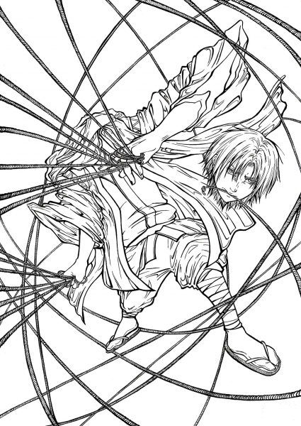 Yokai Kubinashi from manga Nurarihyon no Mago (Nura: Rise of the Yokai Clan) coloring page image