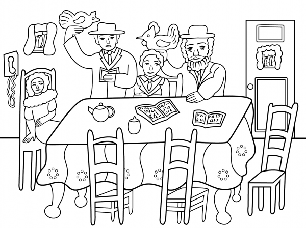 Yom Kippur Kaparot Ceremony coloring page image