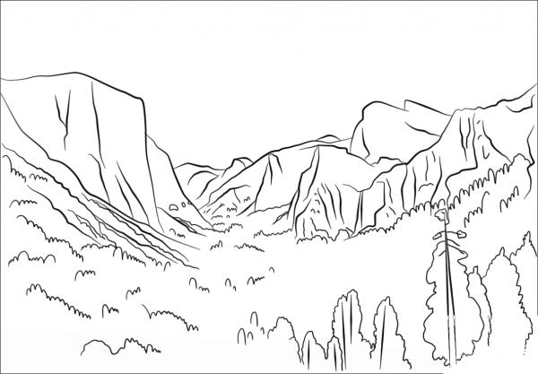 Yosemite coloring page image
