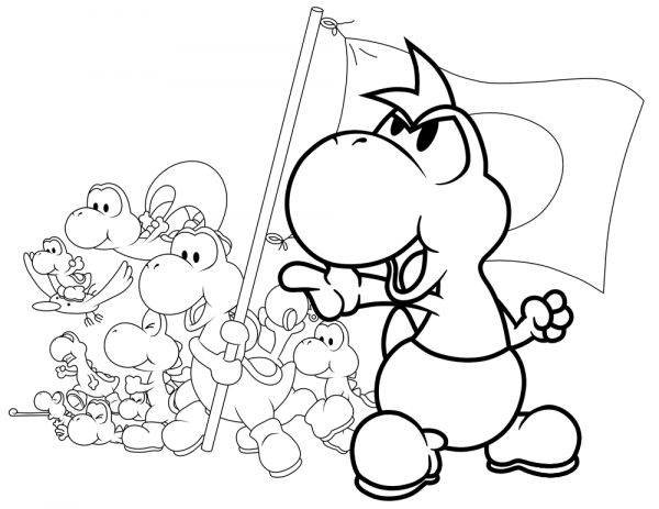 Yoshi is Born to Be Leader coloring page image