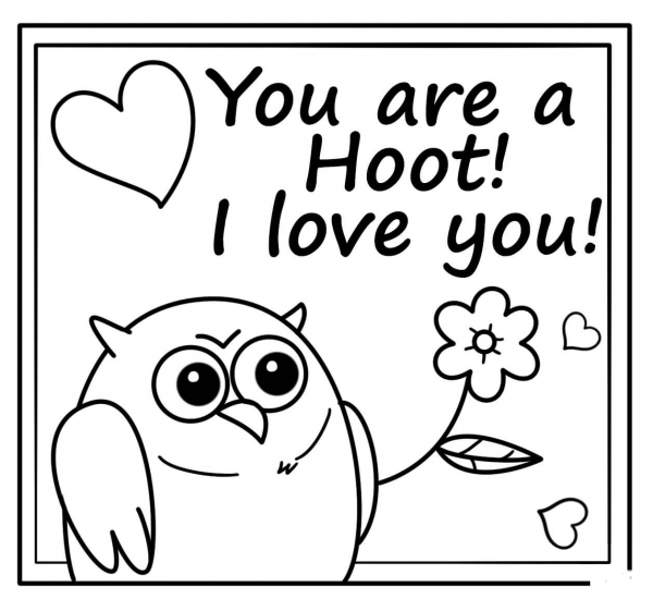 You are a Hoot – Encouraging Note coloring page image