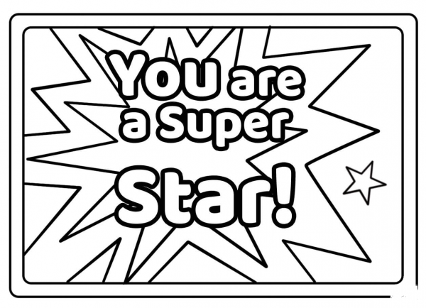 You are a Super Star – Encouraging Note coloring page image