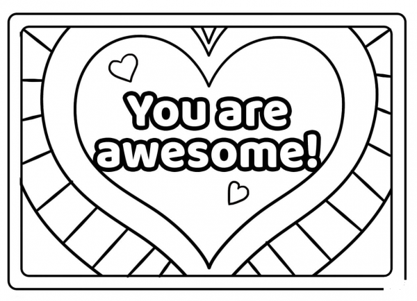 You are Awesome – Encouraging Note coloring page image