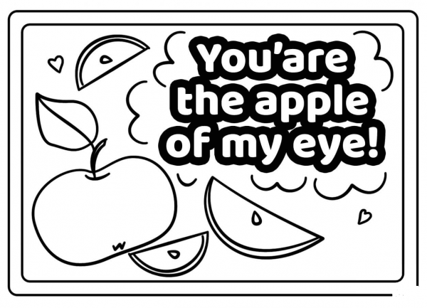 You are the Apple of My Eye – Encouraging Notes with Fruits coloring page image