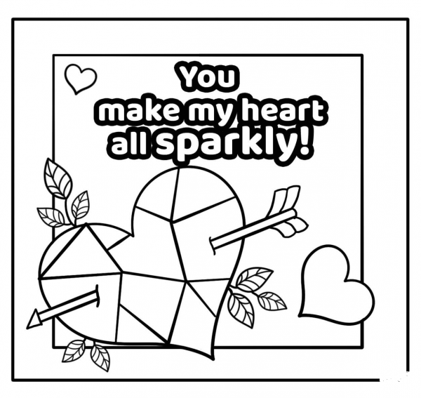 You Make My Heart All Sparkly – Encouraging Valentine Note coloring page image