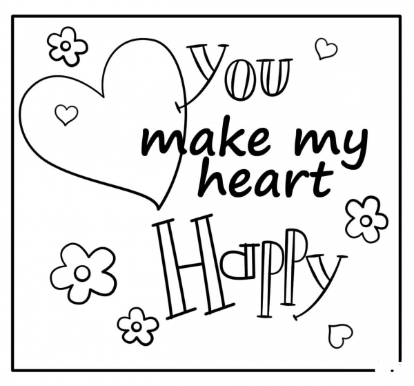 You Make My Heart Happy – Encouraging Note coloring page image