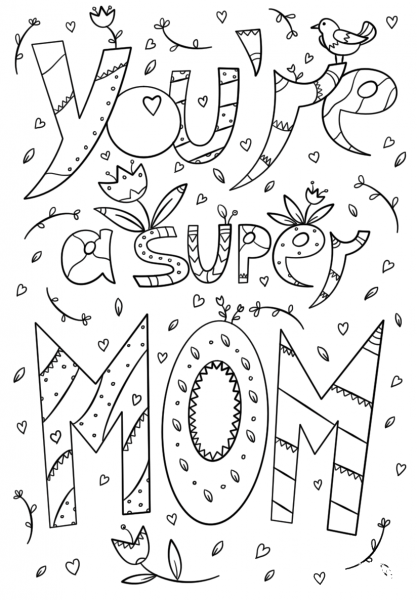 You’re a Super Mom Doodle coloring page image