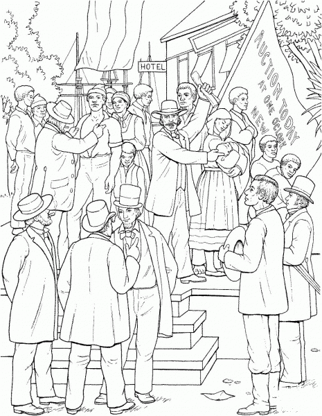 Young Abraham Lincoln on a Slave Market coloring page image