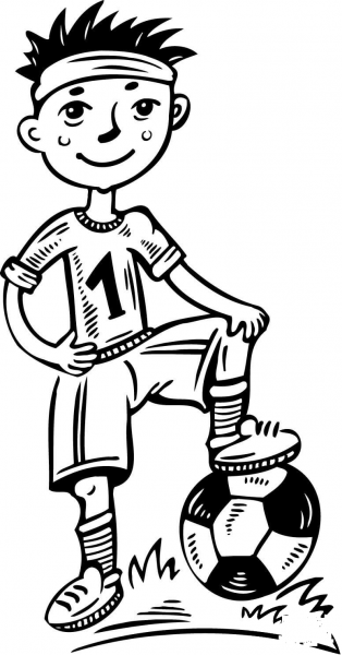 Young Boy Soccer Player coloring page image