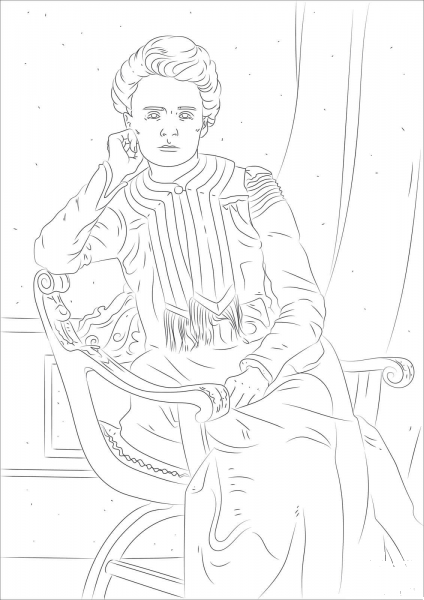 Young Marie Curie coloring page image