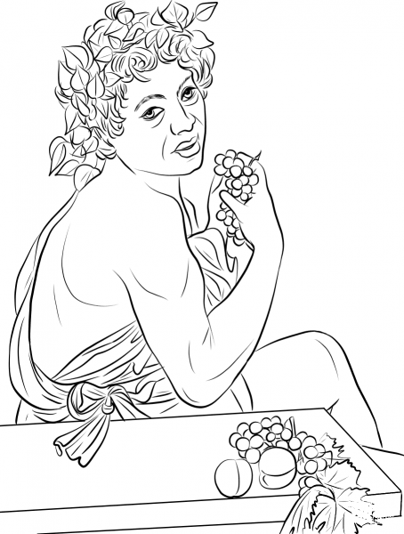 Young Sick Bacchus by Caravaggio coloring page image