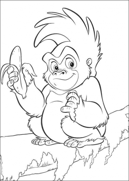 Young Terk with a banana coloring page image