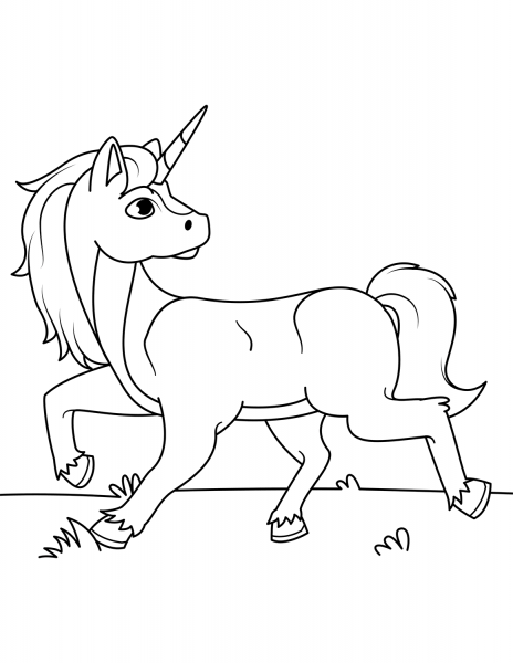 Young Unicorn coloring page image