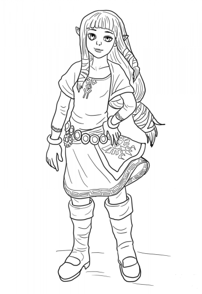 Young Zelda coloring page image