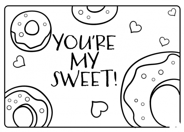 Youre My Sweet – Encouraging Notes with Candies coloring page image