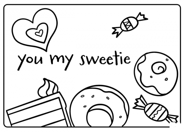 Youre My Sweetie – Encouraging Notes with Candies coloring page image