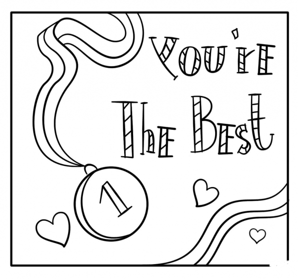 Youre the Best – Encouraging Note coloring page image