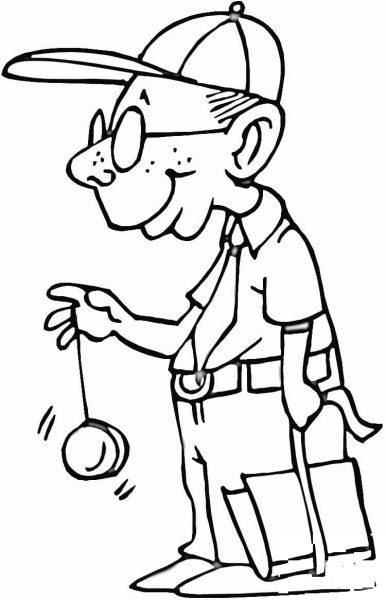 Yoyo and Grandpa  coloring page image