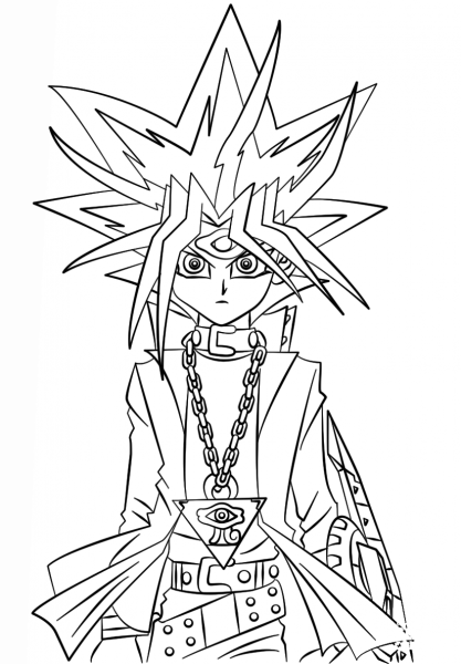 Yugi Muto from Yu-Gi-Oh! coloring page image