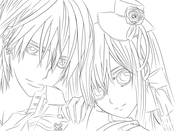 Yuki & Zero from Vampire Knight coloring page image