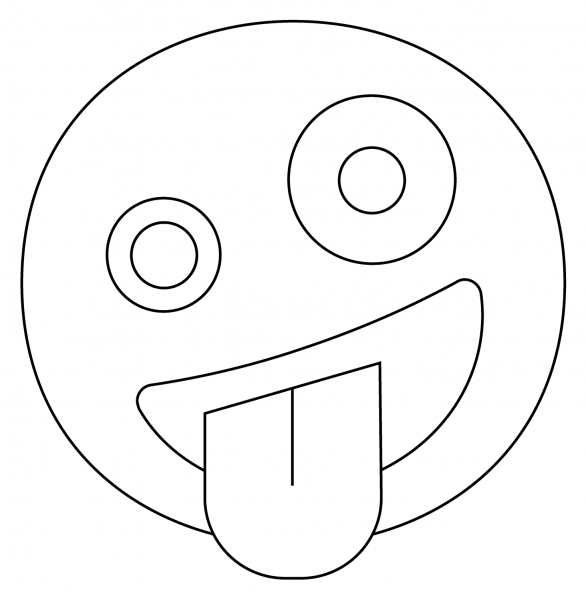 Zany Face Emoji coloring page image
